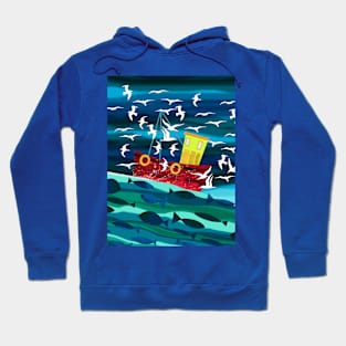 Red Fishing Boat Hoodie